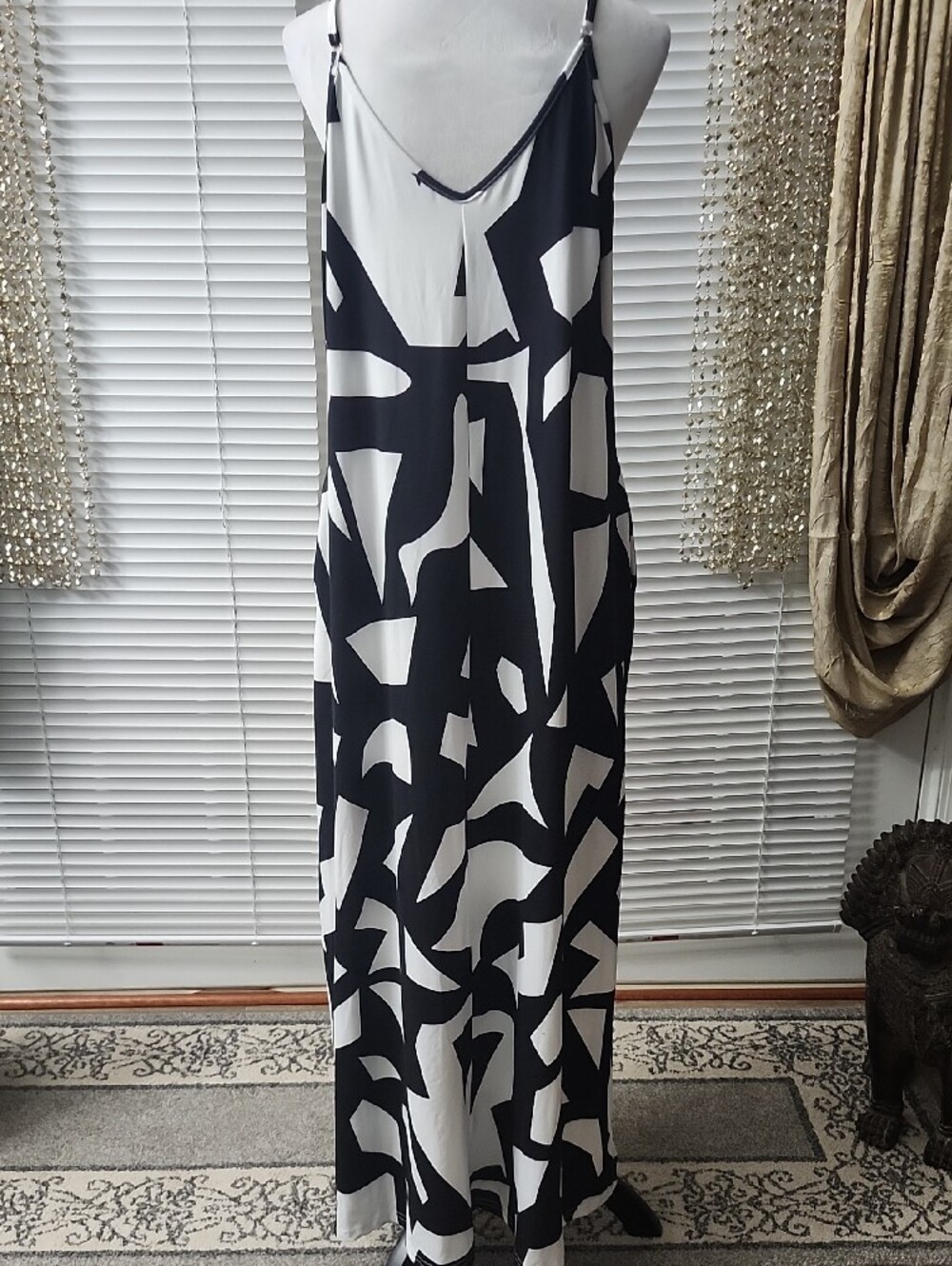 Black & White Abstract Maxi Slip Dress - Picture 4 of 5